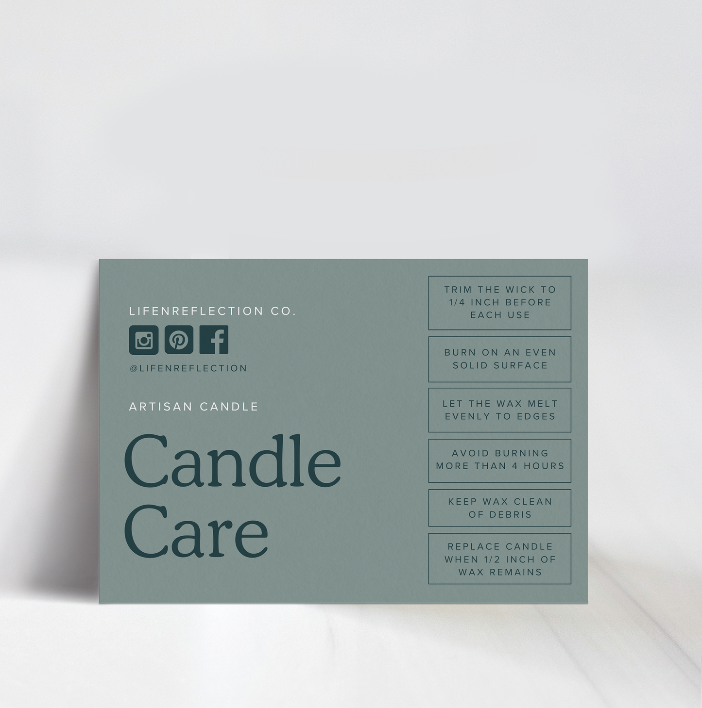 Canva Candle Care Card Templates Blue Cypress