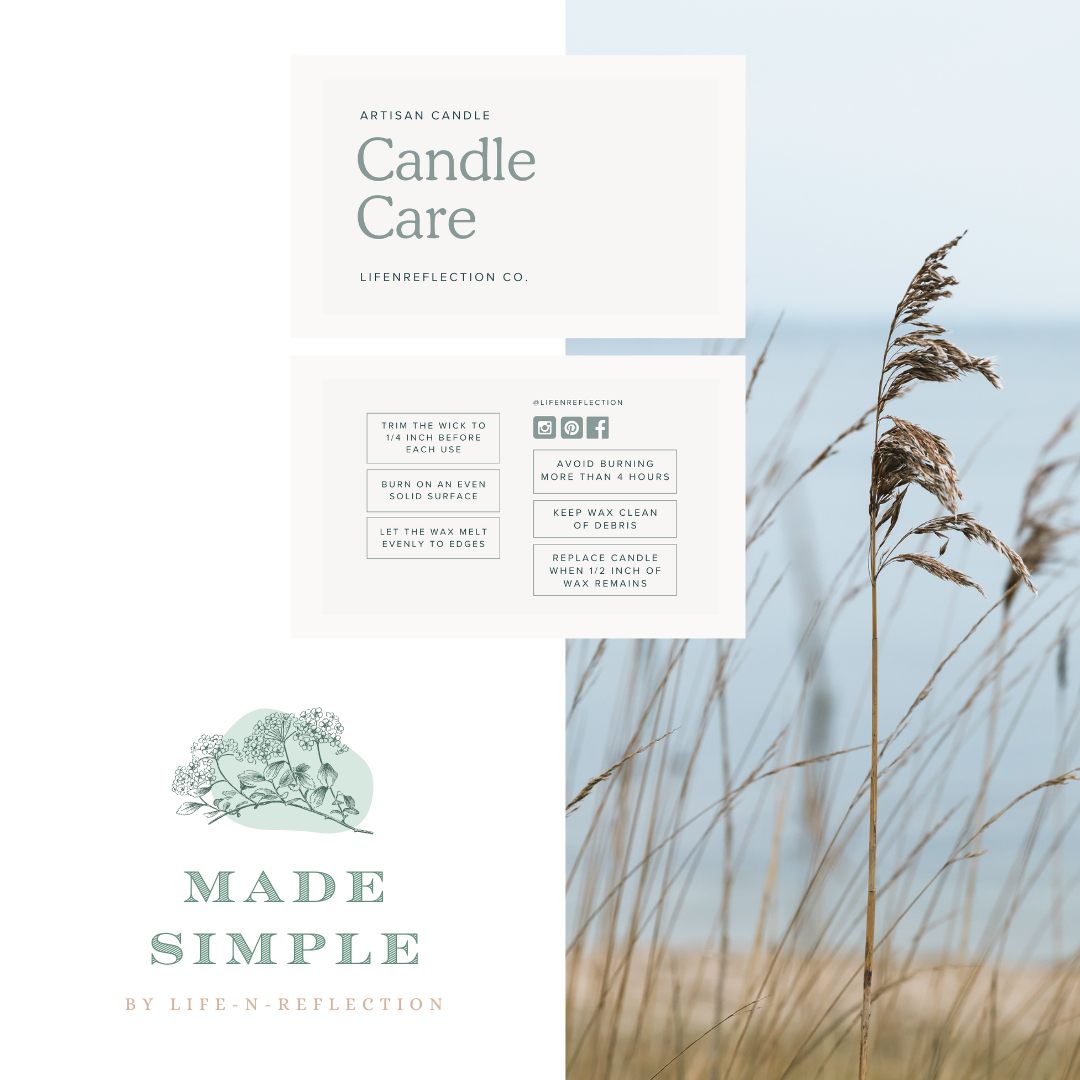 Canva Candle Care Card Templates Blue Cypress