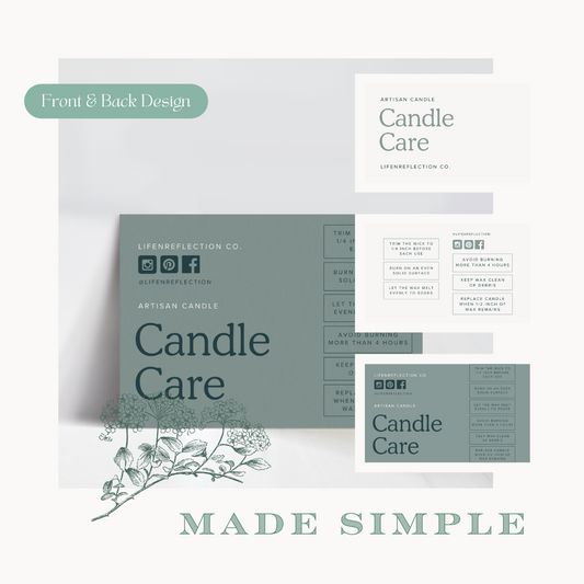 Canva Candle Care Card Templates Blue Cypress