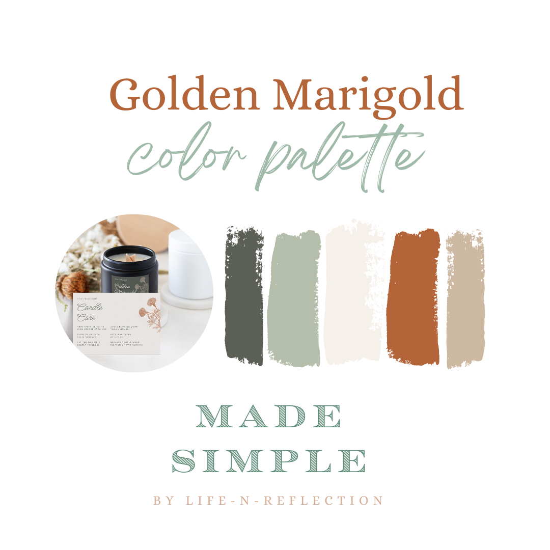 Golden Marigold Candle Care Card Canva Templates