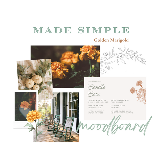 Golden Marigold Candle Care Card Canva Templates