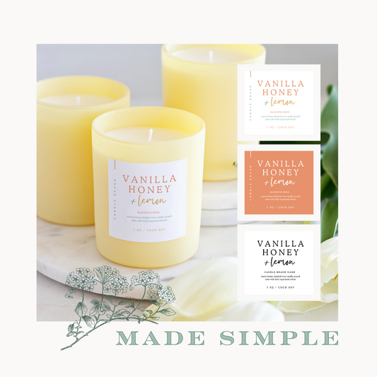 Vanilla Honey Lemon Square Candle Label Templates