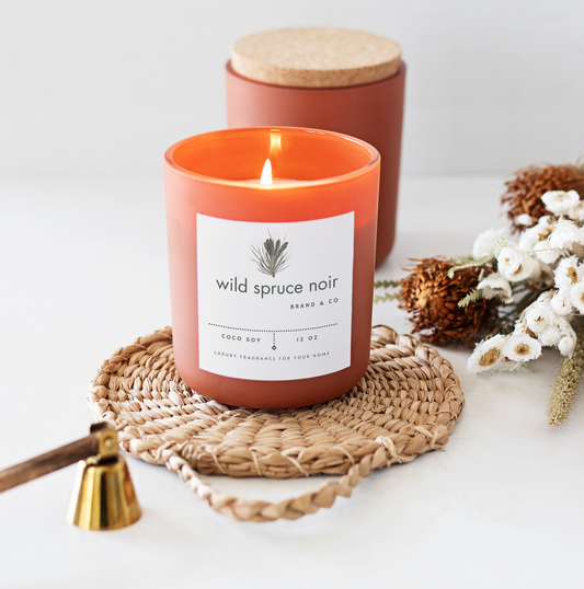 Wild Spruce Noir Canva Candle Label Templates